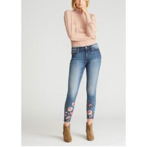 Driftwood Jackie High Rise Embroidered Floral Skinny Jeans